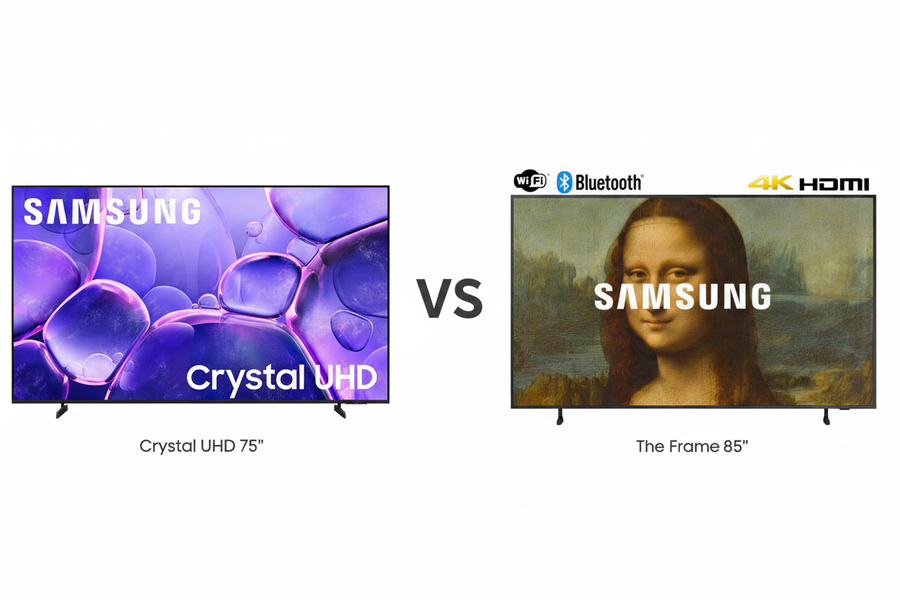 Samsung The Frame vs Crystal UHD TV comparison