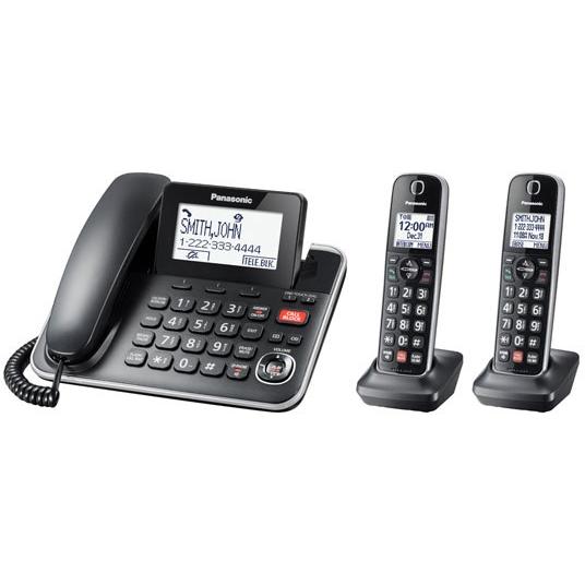 Panasonic Phone System with Corded and 2 Cordless Handsets KX-TGF872B IMAGE 1