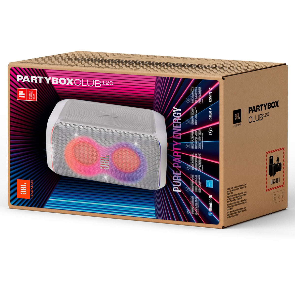 JBL PartyBox Club 120 White – 160W High-Power Portable Party Speaker
